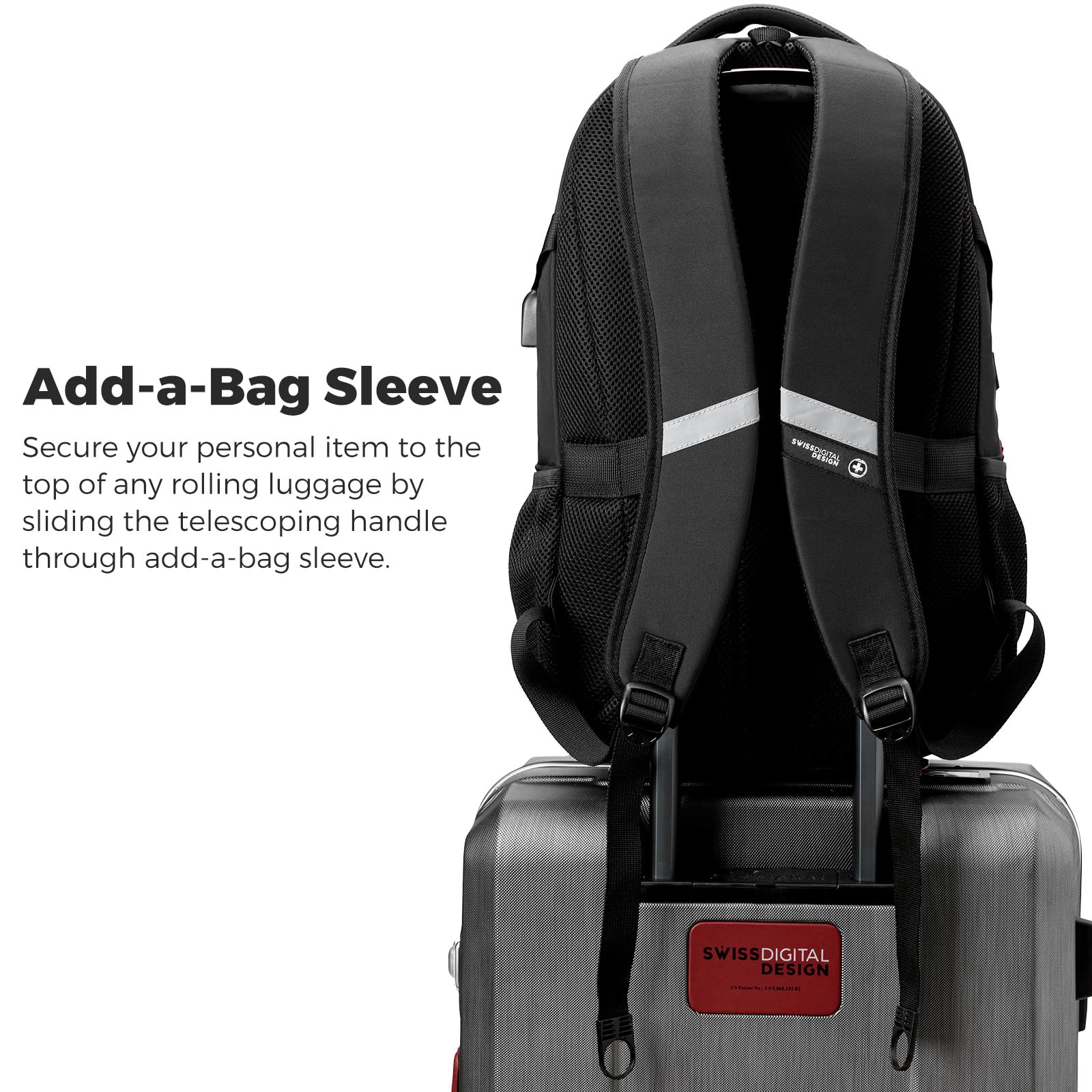 Swissdigital Swissdigital Design Laptop Backpack with USB Charging Port, Travel Backpack Fits 15.6 inches Computer, 31L College School Backpack for Men, Black | SD803-01