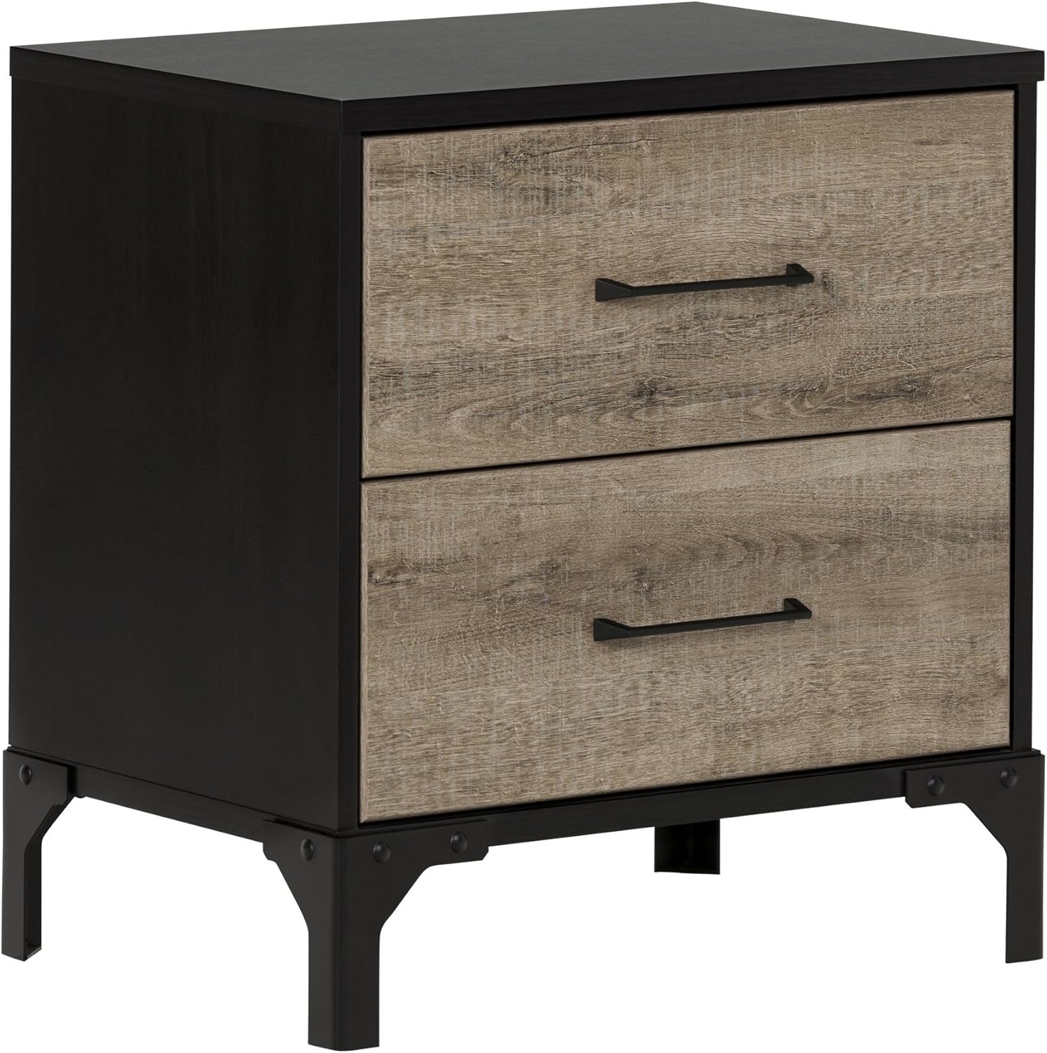 South Shore Furniture Valet 2 Drawer Nightstand Weathered Oak And Ebony Amazon Ca Home Kitchen