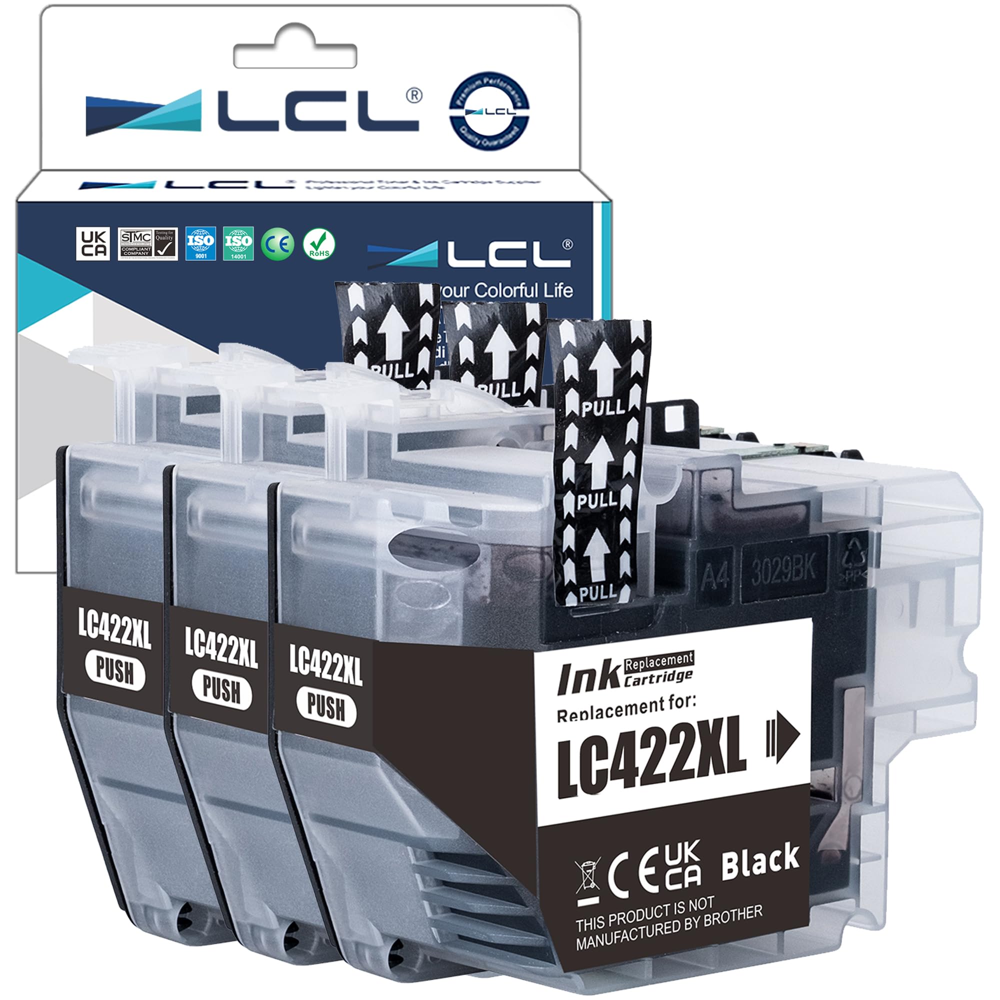 LCL LC422 LC422XL Black High Capacity Ink Cartridge Replacement for Brother LC-422XL LC422XL LC422XLBK LC422BK for MFC-J5340DW MFC-J5345DW MFC-J5740DW MFC-J6540DW MFC-J6940DW Printer (3 Pack)