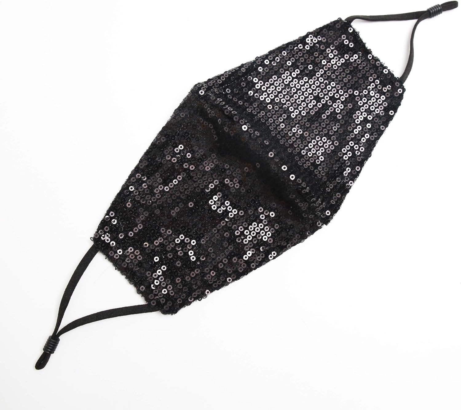 Black Sequin Face Mask, Reusable, Washable, Bling Glitter Sparkly Party Face Mask - Image 3