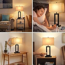 Set of 2 Touch Control Table Lamp with 2 USB