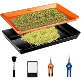 VIVOSUN Heavy Duty 2-in-1 Trimming Tray for Herbals Collecting, Dry Sift Screen Set with 150 Micron Fine Mesh Screen and 2 Trimming Scissors, Orange