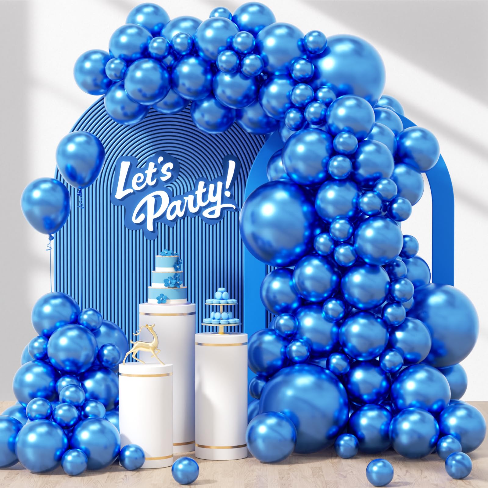 Photo 1 of 120pcs Metallic Blue Balloons, 18 12 10 5 inch Metallic Blue Balloons Different Sizes Blue Balloon Arch Kit for Graduation Baby Shower Wedding Birthday Party Decorations