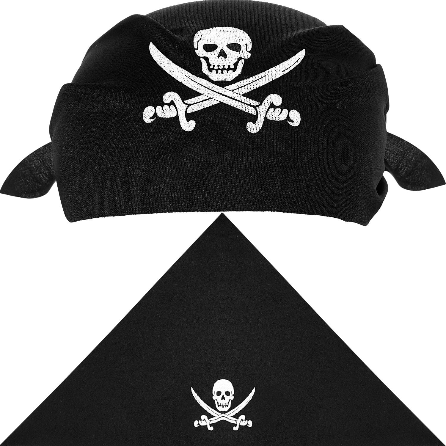 12 Pack Pirate Bandana Black Pirate Captain's Headscarf for Pirate