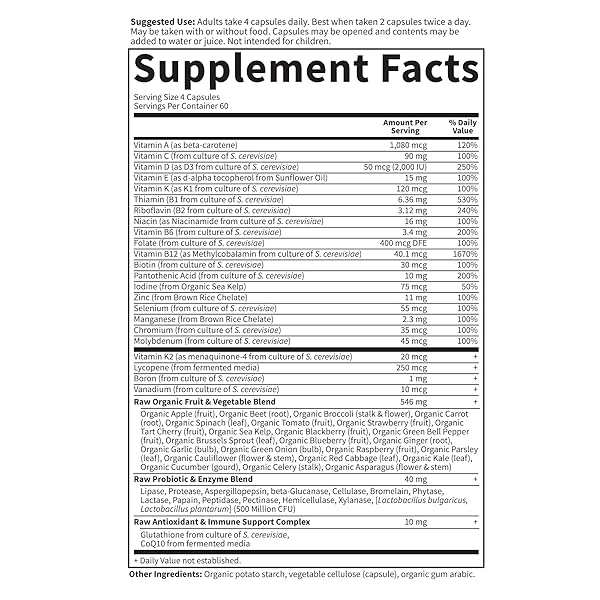 GARDEN OF LIFE MULTIVITAMIN FOR MEN – VITAMIN CODE 50 & WISER MEN’S RAW WHOLE FOOD VITAMIN SUPPLEMENT WITH PROBIOTICS, VEGETARIAN, 240 CAPSULES