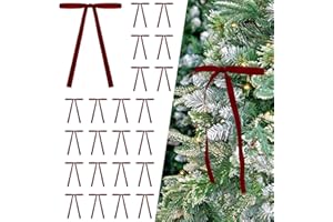 EMPOF 24 Pcs Burgundy/Wine Dark Red Velvet Bows Ornaments for Christmas Tree, Vintage Velvet Christmas Bows Tree Decorations, Indoor Home Decor for Wreath Mantle Gift Wrap Holiday Decor, 3/8'' W, 5 * 7 inch