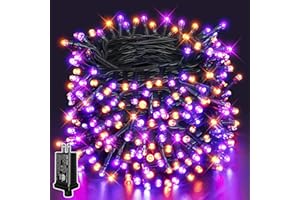 Guhope 66FT 200 LED Halloween Lights, Orange + Purple Halloween Lights Outdoor with 8 Lighting Modes, Waterproof String Lights for Halloween Christmas Outdoor Party Yard Garden Decoration