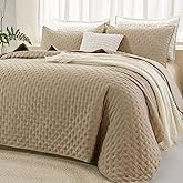 Andency Beige Queen Size Quilt Bedding Set (90x96 Inch), 3 Pieces Soft Lightweight Bedspread Coverlet, Boho Summer Quilt Queen Size for All Season