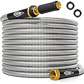 TITAN Garden Hose 75FT - 304 Stainless Steel Metal Water Hose, Flexible, Kink-Free, Lightweight, Durable, Crush Resistant Fittings, Easy to Coil, 500 PSI