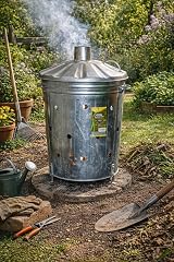 VSL 90 Litre Galvanized Incinerator Fire Burner Outdoor with Lid view 2