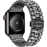 Wolait Dressy Bling Band Compatible With Apple Watch Bands 46mm 49mm 45mm 44mm 42mm 41mm 40mm 38mm, Diamond Metal iWatch Bands for Women Series 11 10 9 8 7 6 SE 5 All Series