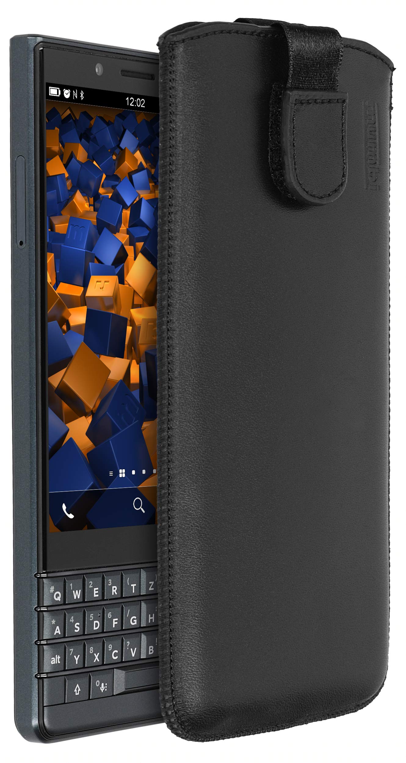 mumbi Genuine Leather Case Compatible with BlackBerry KEY2 LE Black