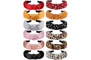 VELSCRUN Headbands for Women 12 Pack Head Bands Hair Fashion Knotted Elastic Turban Boho Bandeau for Washing Face