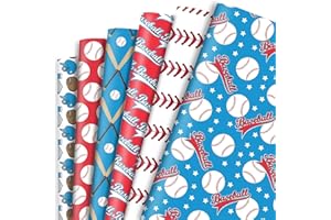 VNAAEM Vnaeem Baseball Wrapping Paper - 6 Style Sport Gift Wrap for holiday birthday Game Lovers - 20 X 28 Inches Per Sheet （6 Sheets)