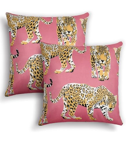 Pink Throw Pillows Leopard Print Pillow Covers 18x18 In Couch