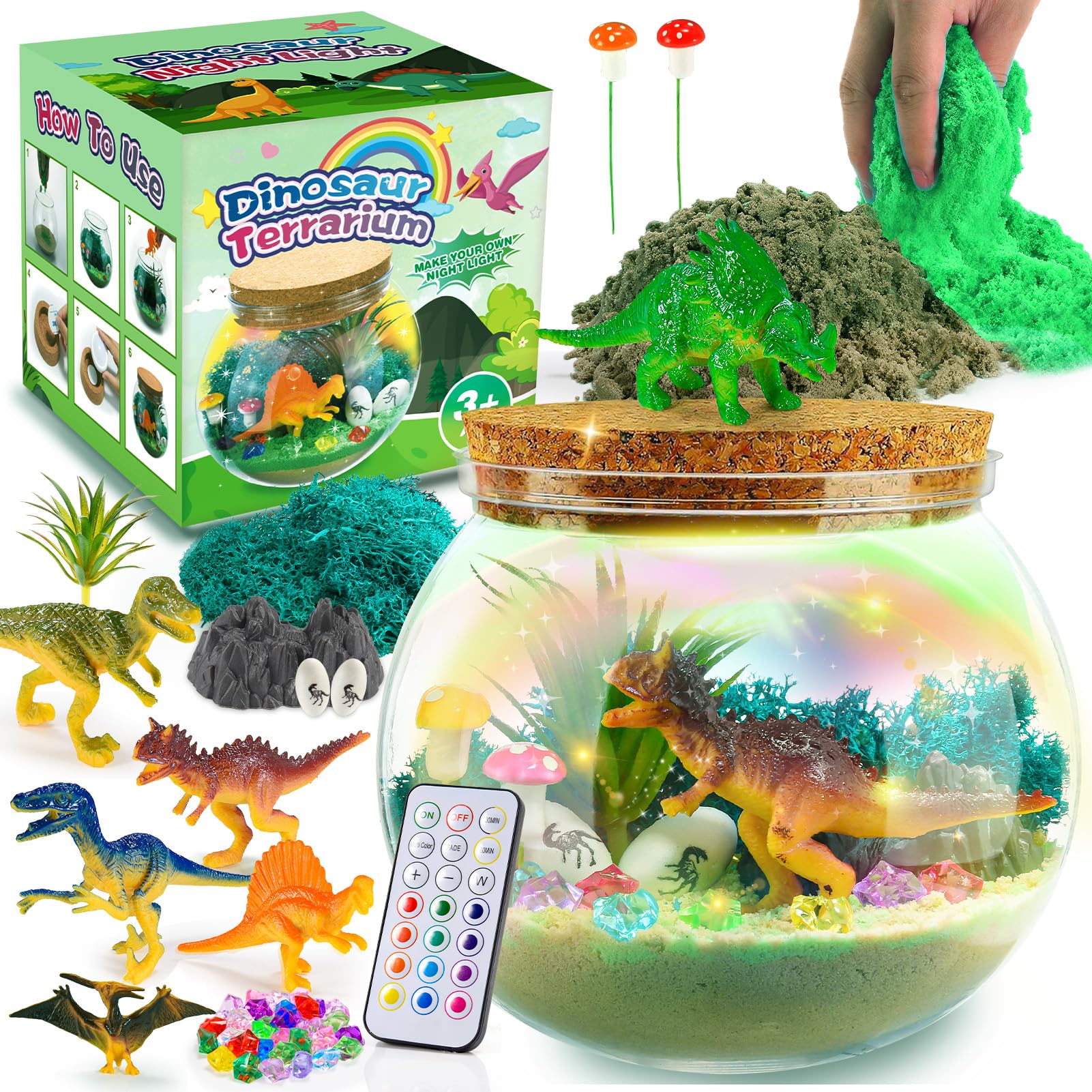 HappyGoLucky Craft Kits for Kids, Dinosaur Terrarium Kit - Arts & Crafts for Boys & Girls Age 3-9, Jurassic World