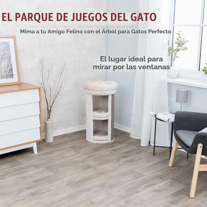 Mexia - Torre de condominio para Gatos de 2 Pisos, Plataforma Superior con Cama extraíble, Cojines extraíbles de 15.75 x 15.75 x 29 Pulgadas