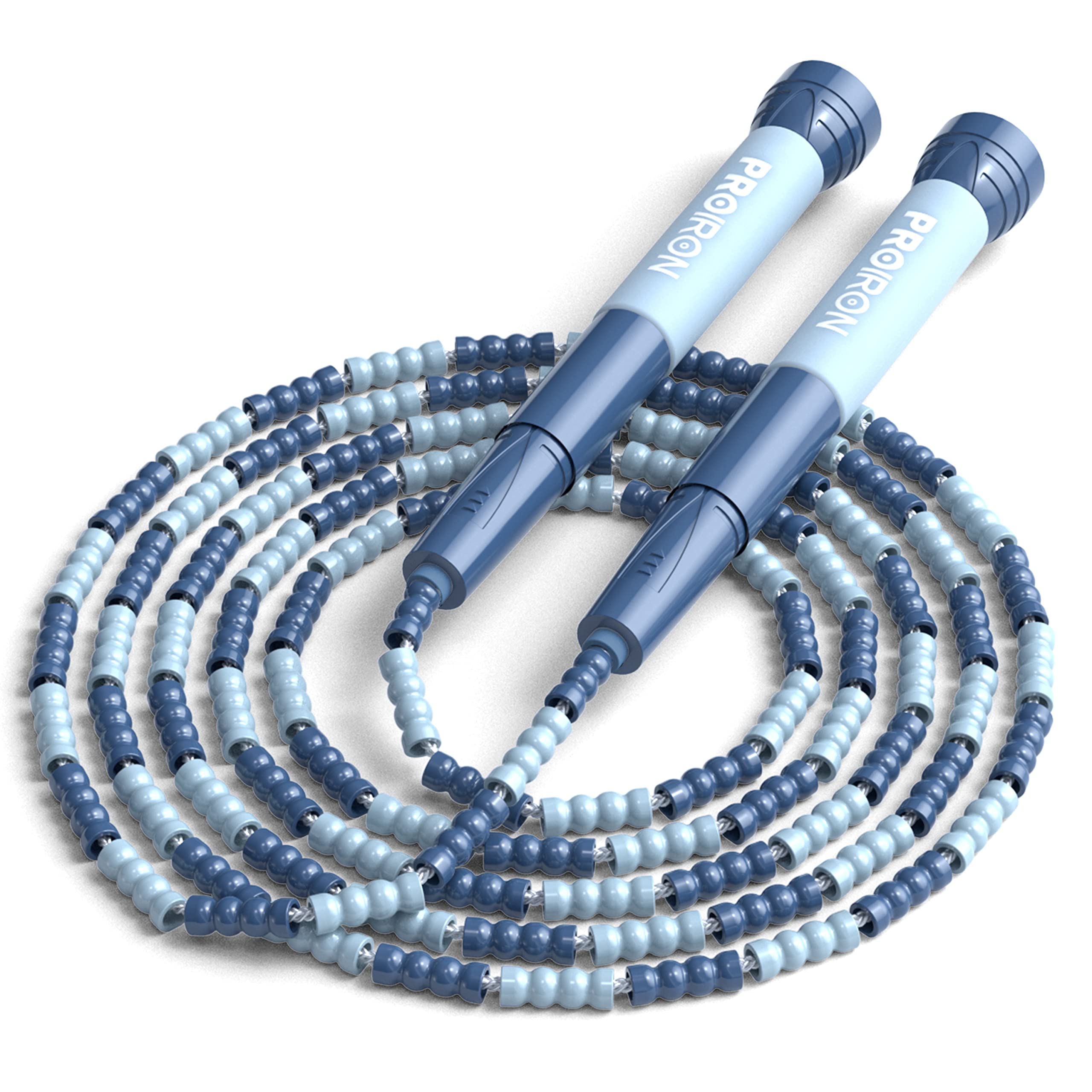 PROIRON Soft Beaded Skipping Rope,tangle free,jump rope for kids,2.8M adjustable length, blue,for beginners students