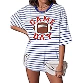 Football Shirt for Women Oversize Game Day T-Shirts Football Graphic Tee Tops Funny Sunday Funday Sport Mom Tops