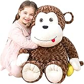 IKASA Giant Monkey Stuffed Animal Plush Toy,30" Large Cute Jumbo Soft Toys,Huge Big Size Fluffy Plushy Fat Oversized Plushie,Gifts for Kids Girls