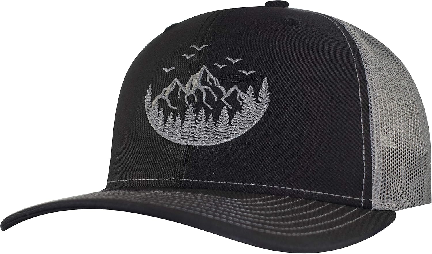 HORN GEAR Trucker Hat Mountain Hat Edition (Black/Charcoal) at Amazon Men’s Clothing store