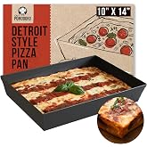 Chef Pomodoro Detroit Style Pizza Pan, 10x14in, Anodized Aluminum Deep Dish | Pre-Seasoned Nonstick Rectangular Bakeware, 2.5in Deep, Great for Casseroles, Focaccia &amp; Deep Dish Desserts, Lasagna Pan