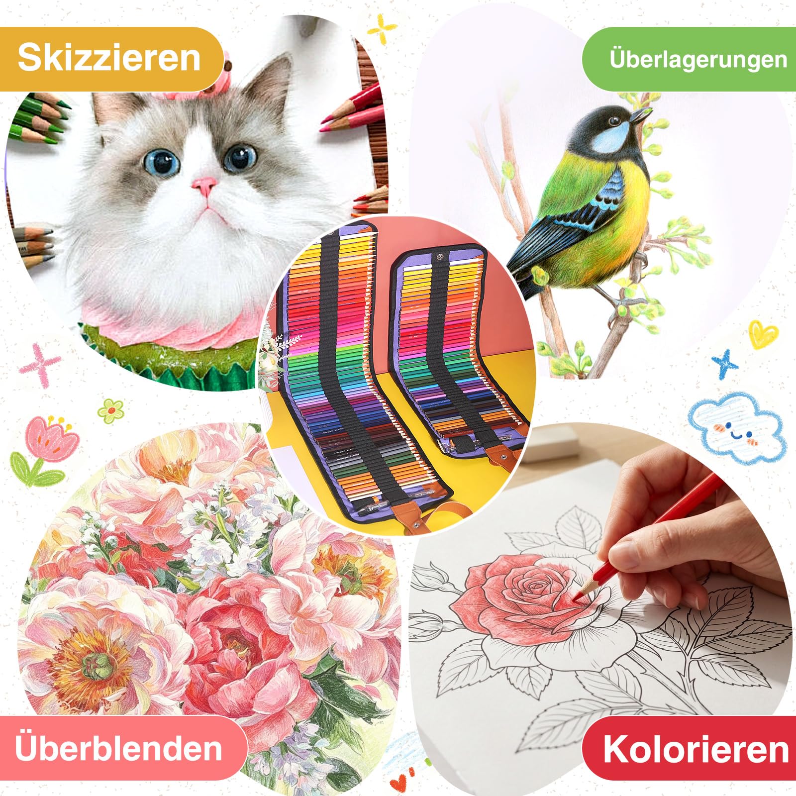 Ugmic 50 Buntstifte - Premium Farbstifte für Erwachsene und Kinder, Hochwertige Farbstifte mit lebendigen Farben und geschmeidiger Textur, Ideal für Erwachsene, Malbücher & mehr 5