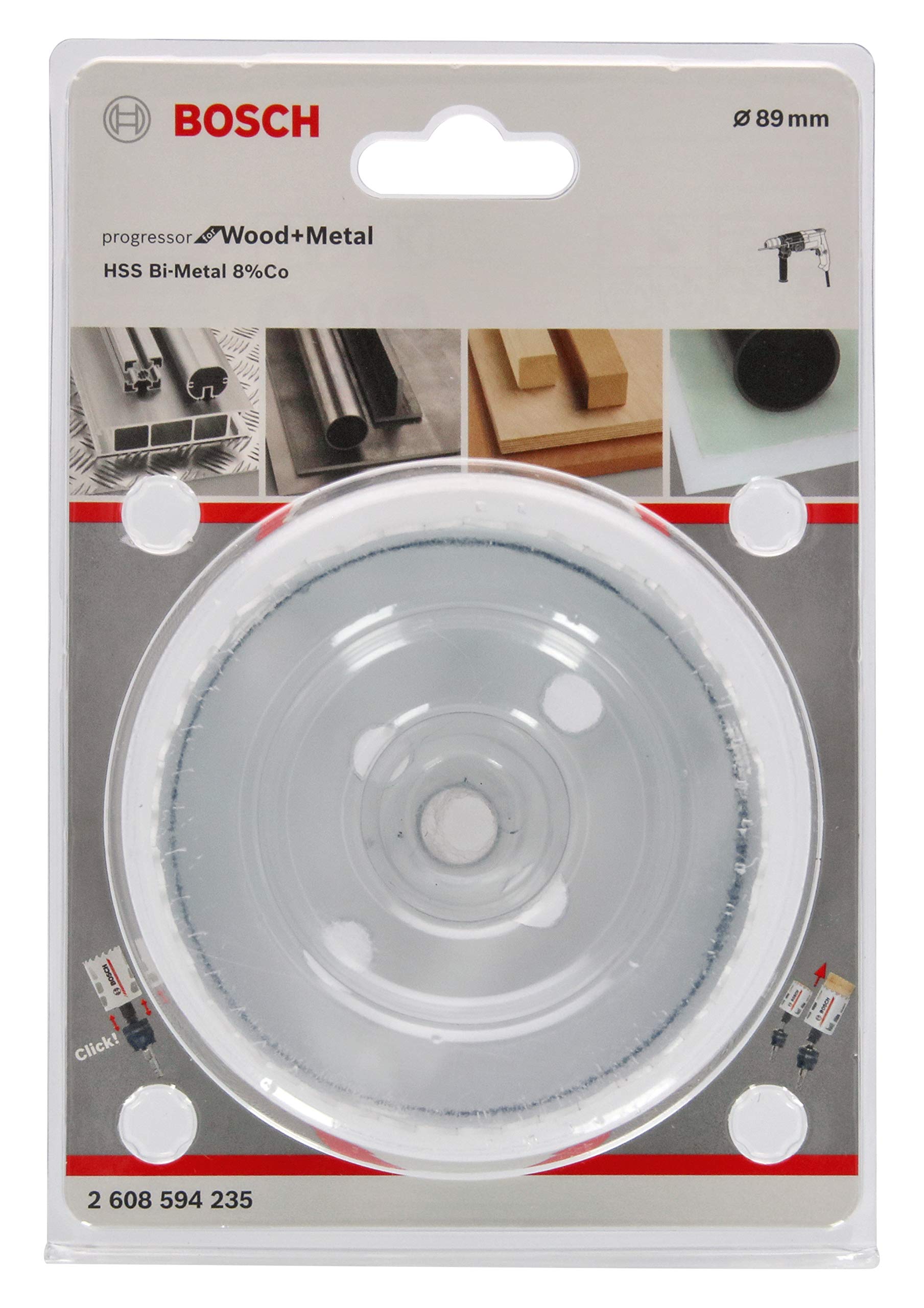 BOSCH Bi-Metal Hole Saw (for Wood and Metals, 8% Cobalt Alloy, Progressive Tooth Design, Ø 89 mm, Accessory Drills)