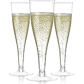 Prestee Set of 24 Clear Plastic Champagne Flutes - 4.5 oz Capacity Shatterproof Disposable Glasses - Suitable for Weddings, Cocktail Parties, and Outdoor Celebrations