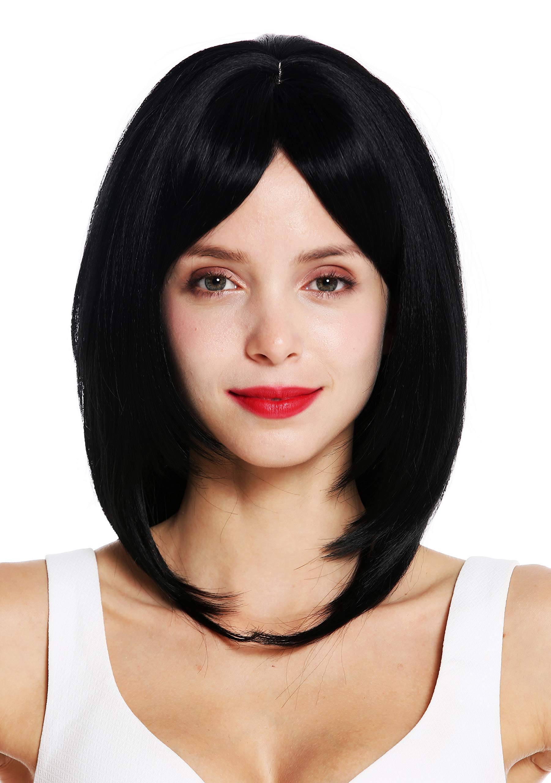 WIG ME UP - VK-48-1 quality women's wig shoulder length layered long fringe parted black