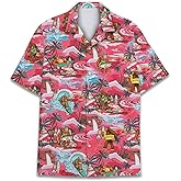 Pirate Skull Hawaiian Shirts for Men Women, Vintage Skull Pirate Treasure Map Shirt Button Down Short Sleeves
