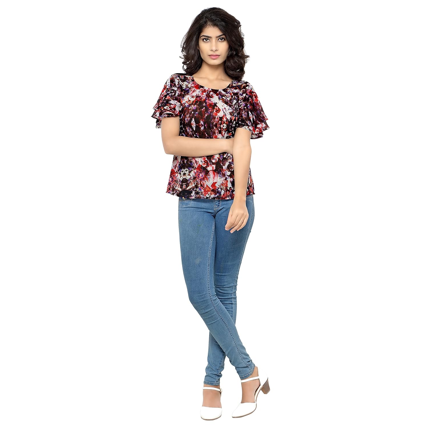 serein women's top (multi blouse with double bell sleeves)