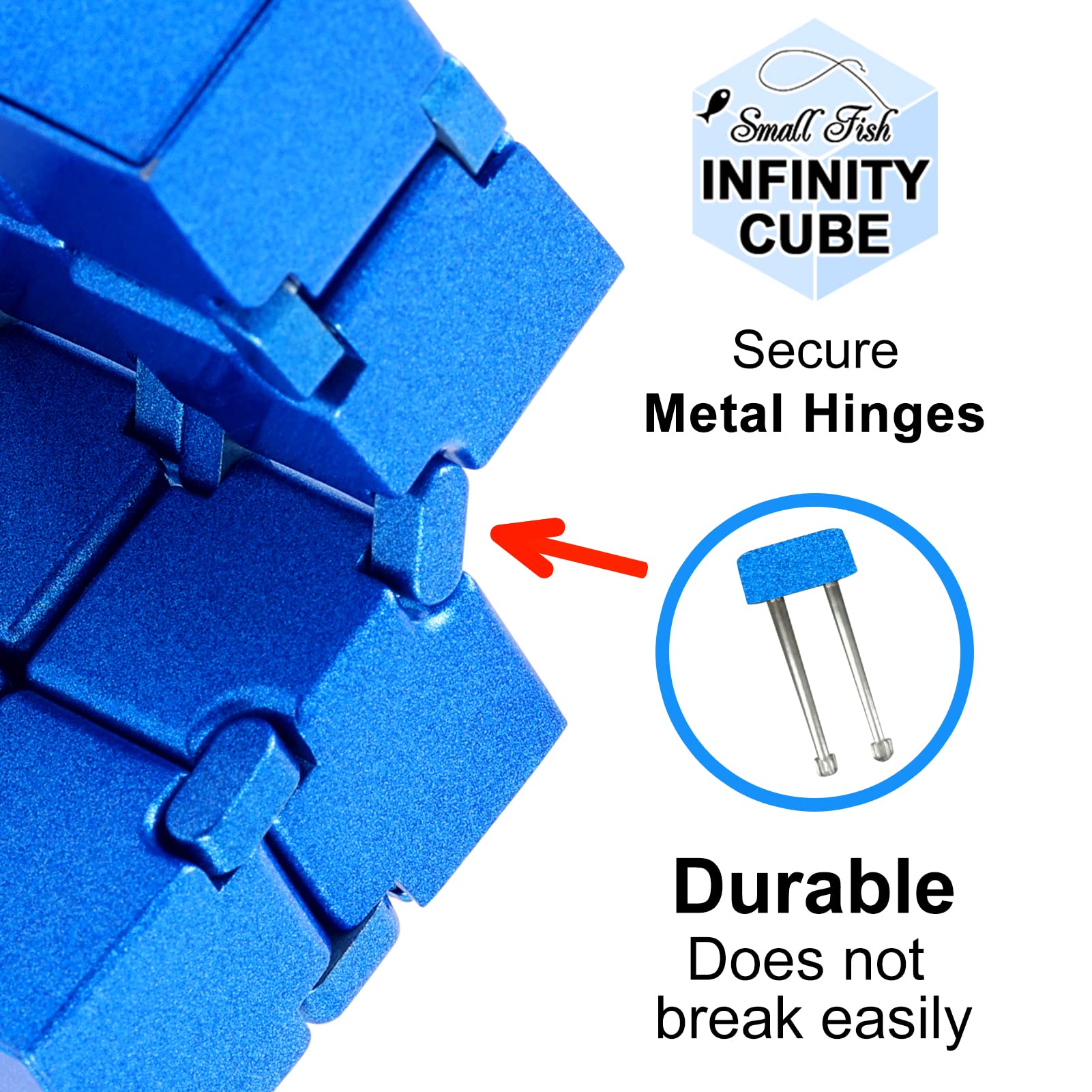 SMALL FISH Fidget Infinity Cube - Built-in Metal Never Ending Infinite Cube,Cool Sensory Aluminum Infinity Cube for Stress Anxiety Relief, Best for Adults and Kids with Autism,and ADHD
