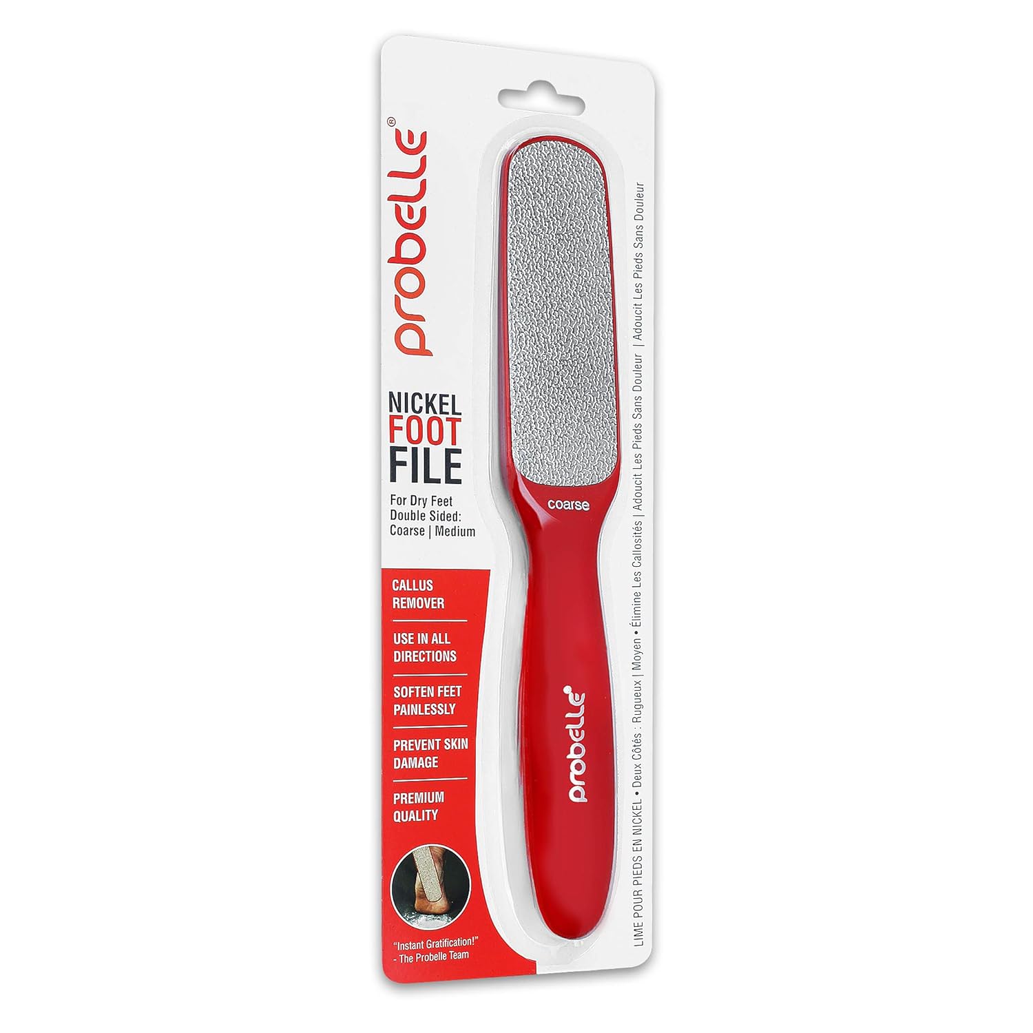 Probelle 2-Sided Callus Remover – Hypoallergenic Foot Peel in Foot Spa Quality – Premium Nickel Foot Scrubber and Foot File – Red : Beauty