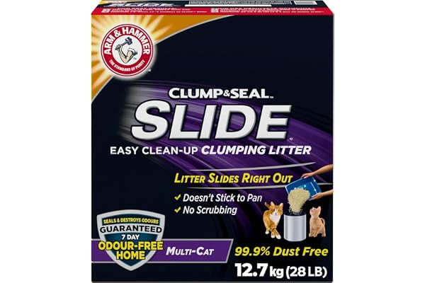 Arm & Hammer Slide Clumping Cat Litter, Multi-Cat Clay, Effortless Clean, 7-Day Odour Control, Dust-Free, Low-Tracking, Rock-