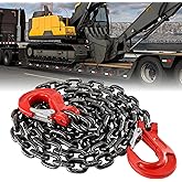 BEAMNOVA 3/8 Inch Tow Chains with Slip Hooks, 6900lbs Working Load, Heavy Duty Trailer Safety Chain, Grade 80 Log Chain, Towing Accessories for Trucks Car Vehicle, Binder Recovery Chain