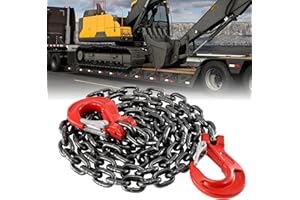 BEAMNOVA 3/8 Inch Tow Chains with Slip Hooks, 6900lbs Working Load, Heavy Duty Trailer Safety Chain, Grade 80 Log Chain, Towing Accessories for Trucks Car Vehicle, Binder Recovery Chain