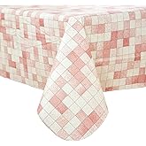 FIFTY FEET 54X54 Inch Square Tablecloth, Vinyl Tablecloth with Flannel Backing Waterproof Table Cloth, Spill Proof Picnic Table Cover for Outdoor/Indoor/Camping/Dining(Red Plaid)