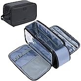 ZEEMO Travel Toiletry Bag for Men, Medium Water-Resistant Double-Sided Full-Open Dopp Kit, Versatile Organizer for Shower and Hygiene Accessories, Bathroom Essentials, Cosmetics, Large, Black