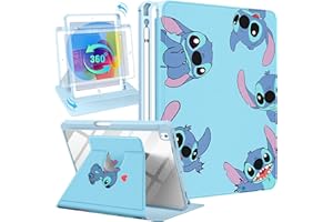 Besoar for iPad 9th/8th/7th Generation 10.2 inch Case Cute Cartoon Kawaii for Girls Kids Boys Girly Women Design Covers,360 Degree Rotating Folio Stand Pencil Holder for Apple i Pad 9/8/7 Gen,Blue Sti