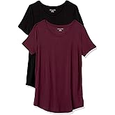 Amazon Essentials Women's Short-Sleeve Scoopneck Tunic, Pack of 2