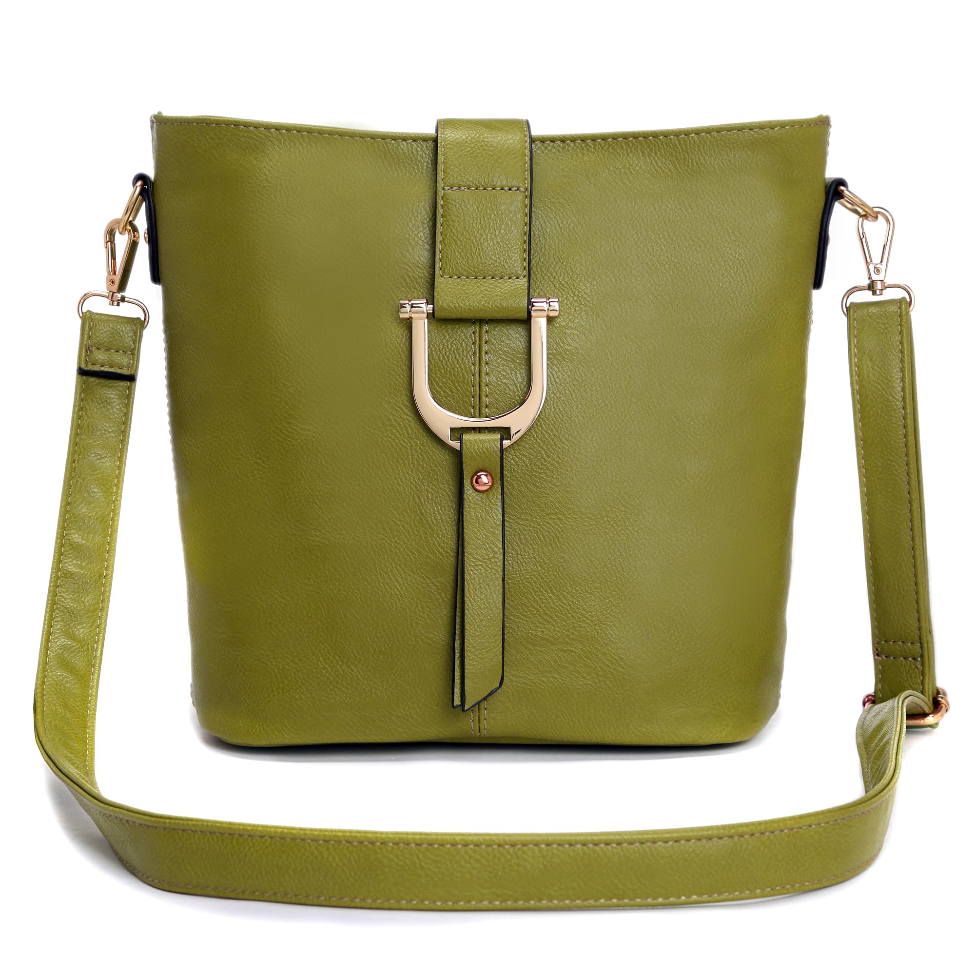 AOSSTA Womens Cross Body Bag Lightweight Multi Zip Pockets Crossbody Bags for women Small Shoulder Messenger Bag (K8318 Green)