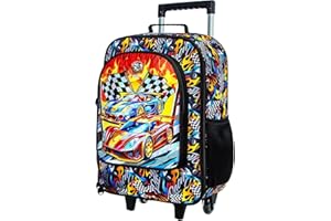 TXHVO Kids Suitcase, 18" Boys Carry on Luggage With Wheels, Car Suitcases for Kid Toddler Children(Racing)