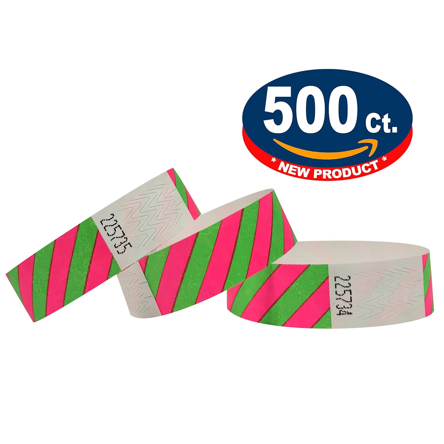Tyvek Wristbands Striped 500 Pack 3/4" Tyvek Wristbands For
