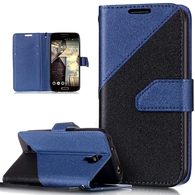 Kompatibel mit Galaxy S4 Hülle,Galaxy S4 Leder Hülle,Schlagfarbe Nähte Spleiß Stil Naht Farben PU Lederhülle Flip Hülle Handy