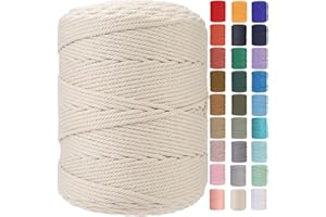 YINGHAI Macrame Cord 4mm x 328yards Natural Cotton Cord Colored Macrame Rope Macrame Supplies Macrame Cotton Rope Soft Craft Rope Macrame Yarn for Plant Hanger Wall Hanger Dreamcatcher Great for Beginner