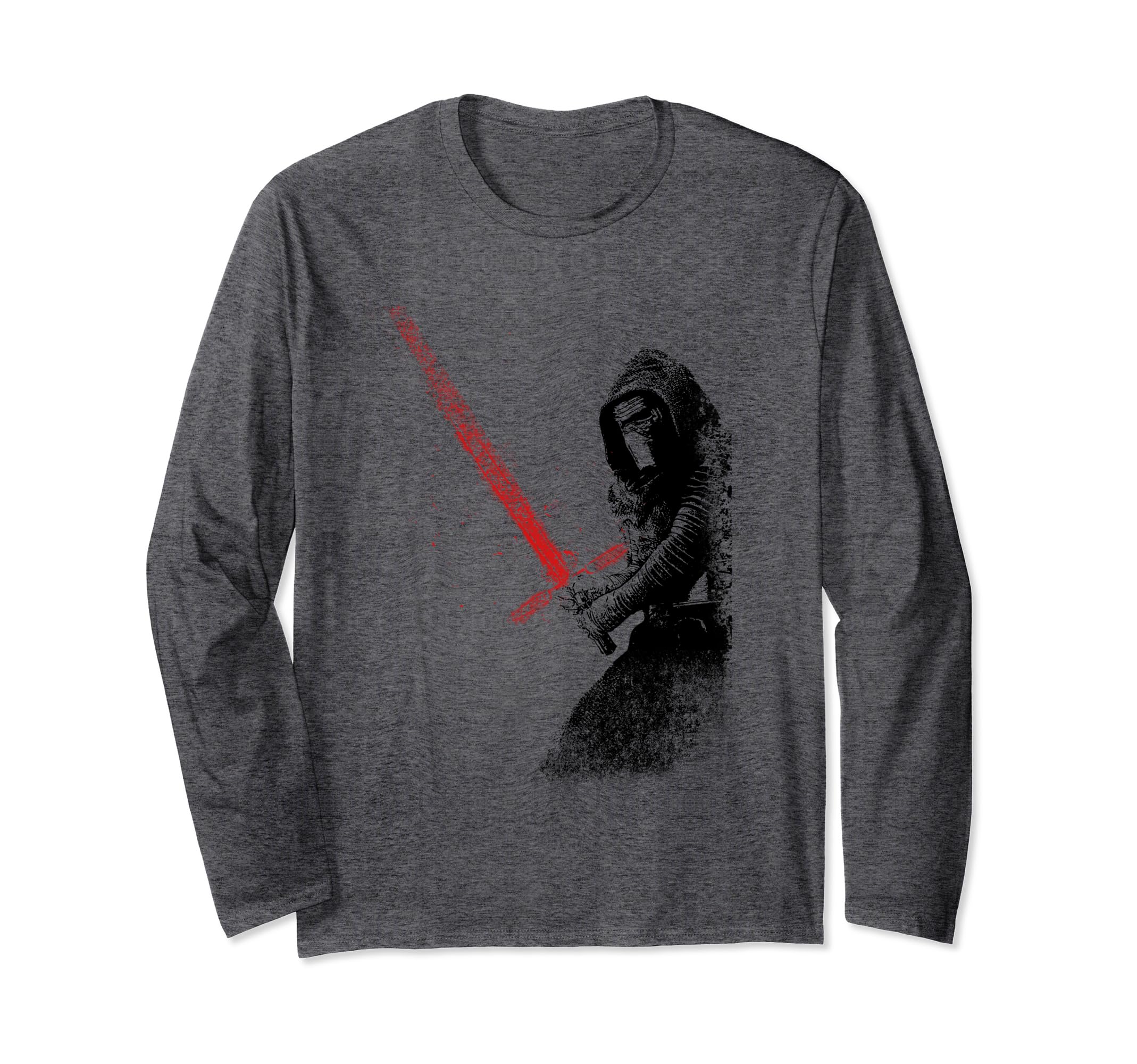 Star Wars Kylo With Red Lightsaber Distressed Art Long Sleeve T-Shirt