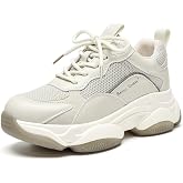 BEAU TODAY Chunky Sneakers for Women, Womens Fashion Sneakers, Lace Up Platform Comfortable Leather Casual Dad Shoes