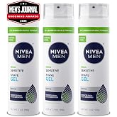 NIVEA MEN Sensitive Shave Gel, No Drying Alcohol, Mulitpack, 3 x 7 OZ | Shaving Gel for Men with Sensitive Skin, Enriched with VitaminPro Complex, No Drying Alcohol, Dermatologically Tested