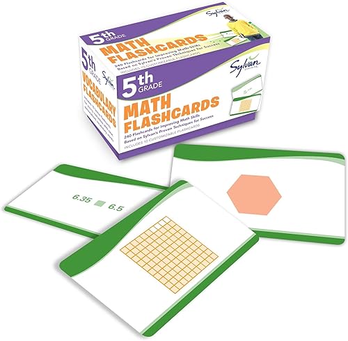 Download 5th Grade Math Flashcards: 240 Flashcards for Improving Math Skills Based on Sylvan's Proven Techniques for Success PDF